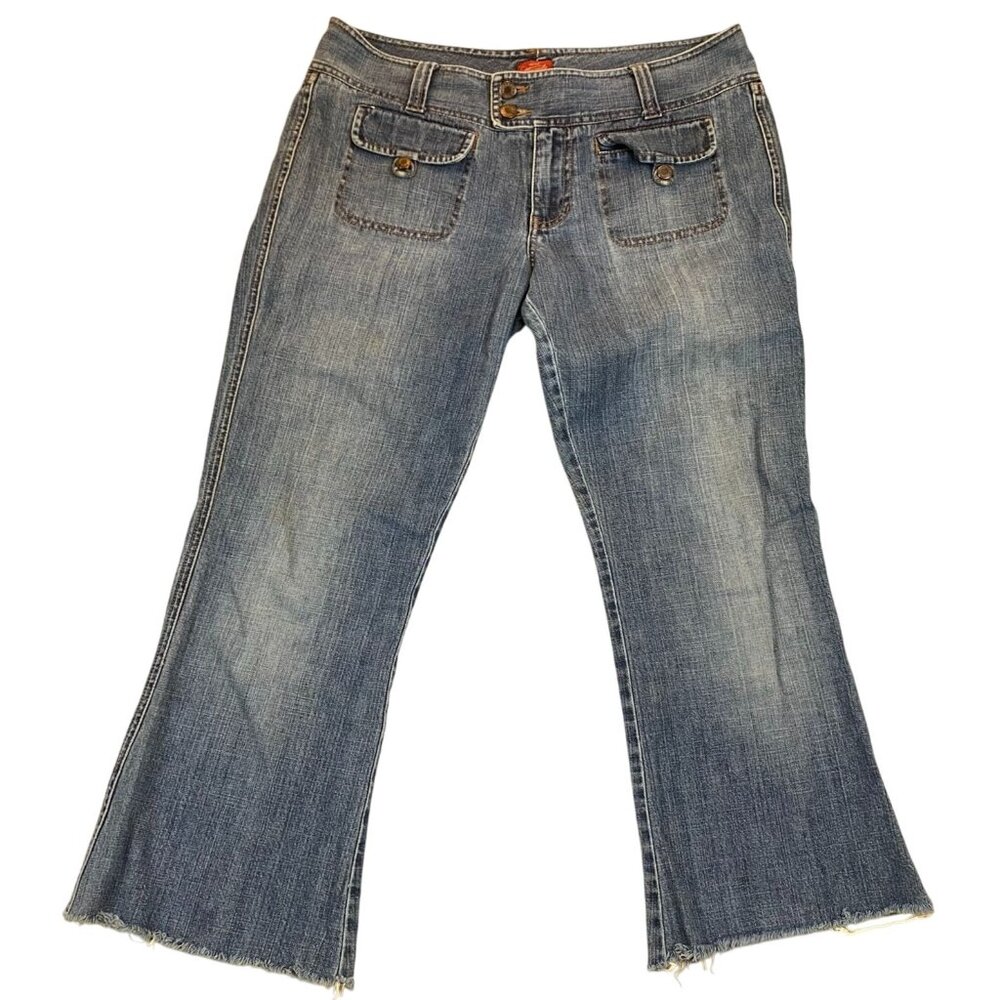 Abercrombie Womens Flared Jeans Size 12 Frayed Hem 100% Cotton Denim